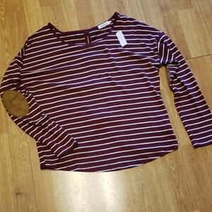 NWT Blu Pepper maroon striped open back top
